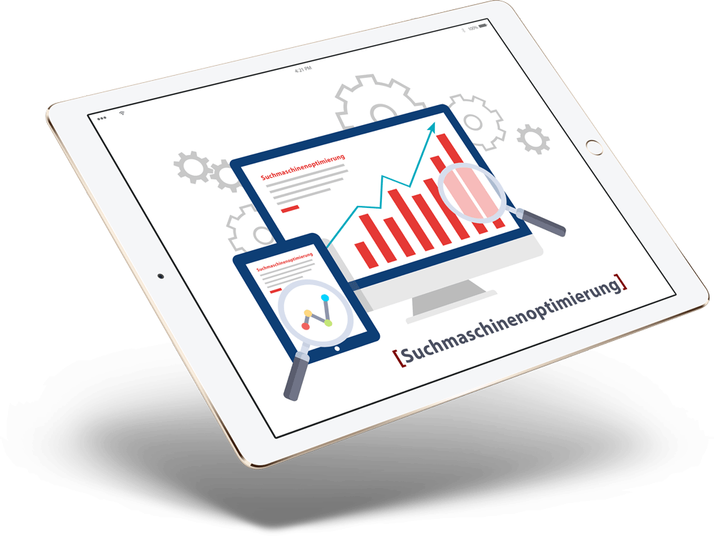 Tablet mit Balkendiagramm und Erfolgskurve